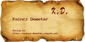 Kaincz Demeter névjegykártya